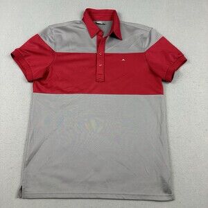 Redvanly Polo Shirt Men Medium Gray Red Short Sleeve Collared Logo Cotton M *